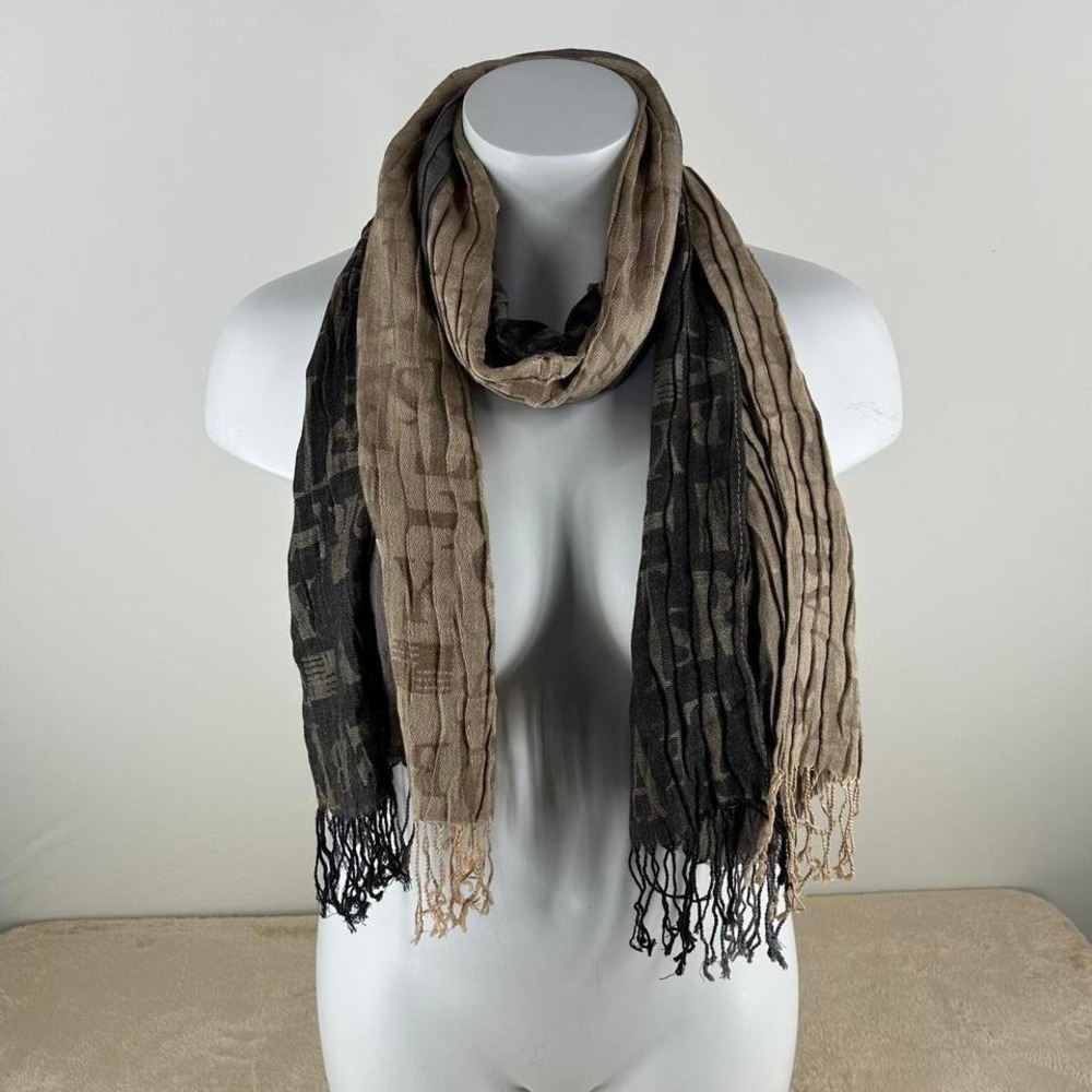 Cotton Viscose Festival Boho Fringe Scarf Neutral Ombre Wrap